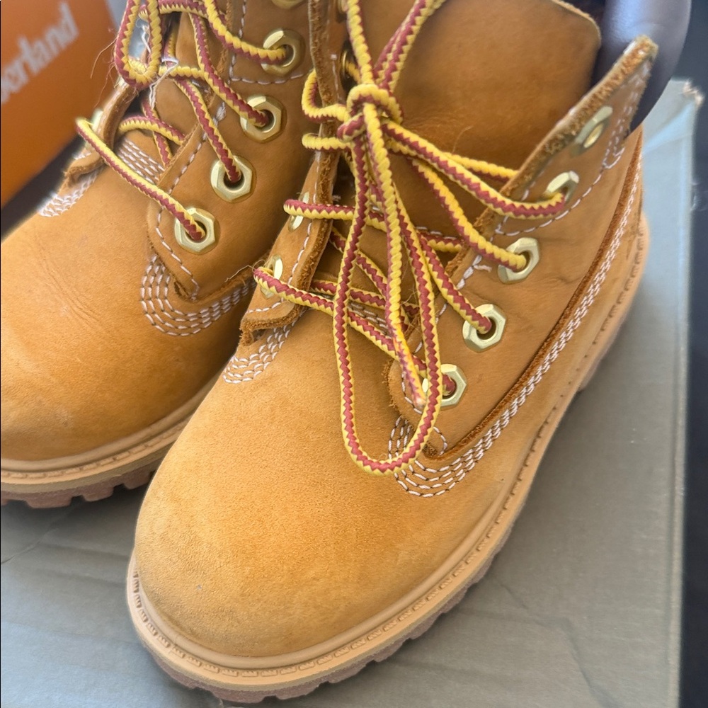 Timberland Wheat Nubuck Boots with Yellow Laces